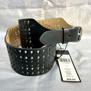 BCBG Max Azria Black Cut-Out Women's Wide Waist Buckle Belt Size Large